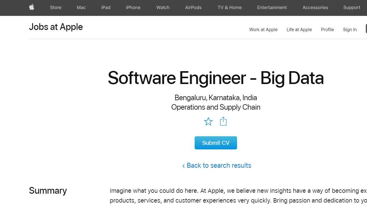 Apple Inc Software Engineer