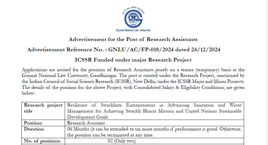 GNLU Recruitment 2024
