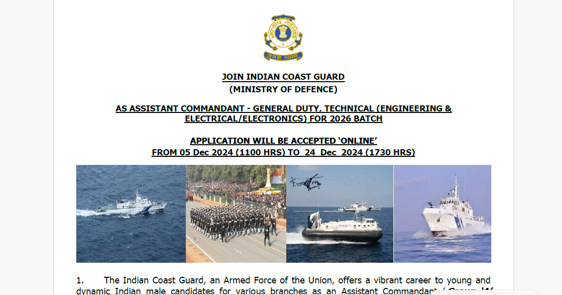 Indian Coast Guard Recruitment 2024