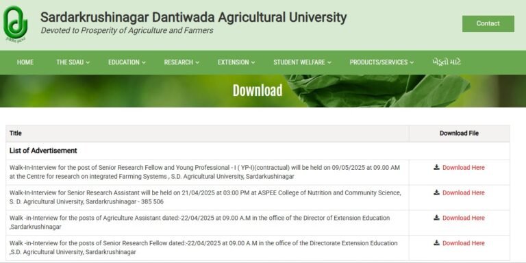 SDAU Recruitment 2025