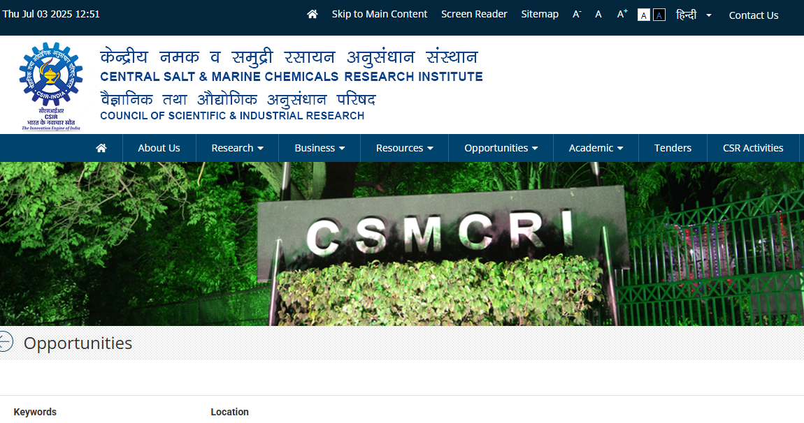 CSIR-CSMCRI Recruitment