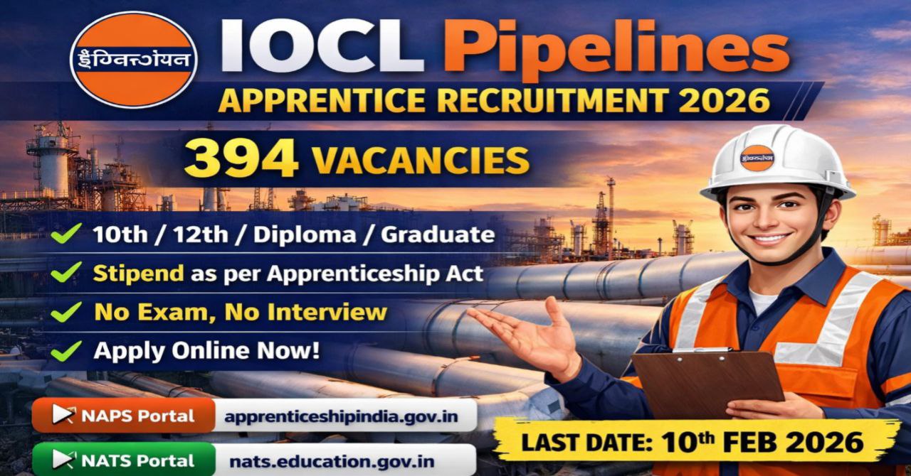 IOCL Pipelines Apprentice Recruitment 2026