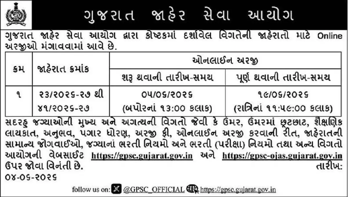 GPSC Recruitment 2026-27